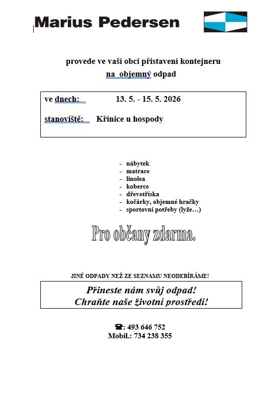 Svoz nebezpečných odpadů, přistavení kontejneru   na  objemný odpad