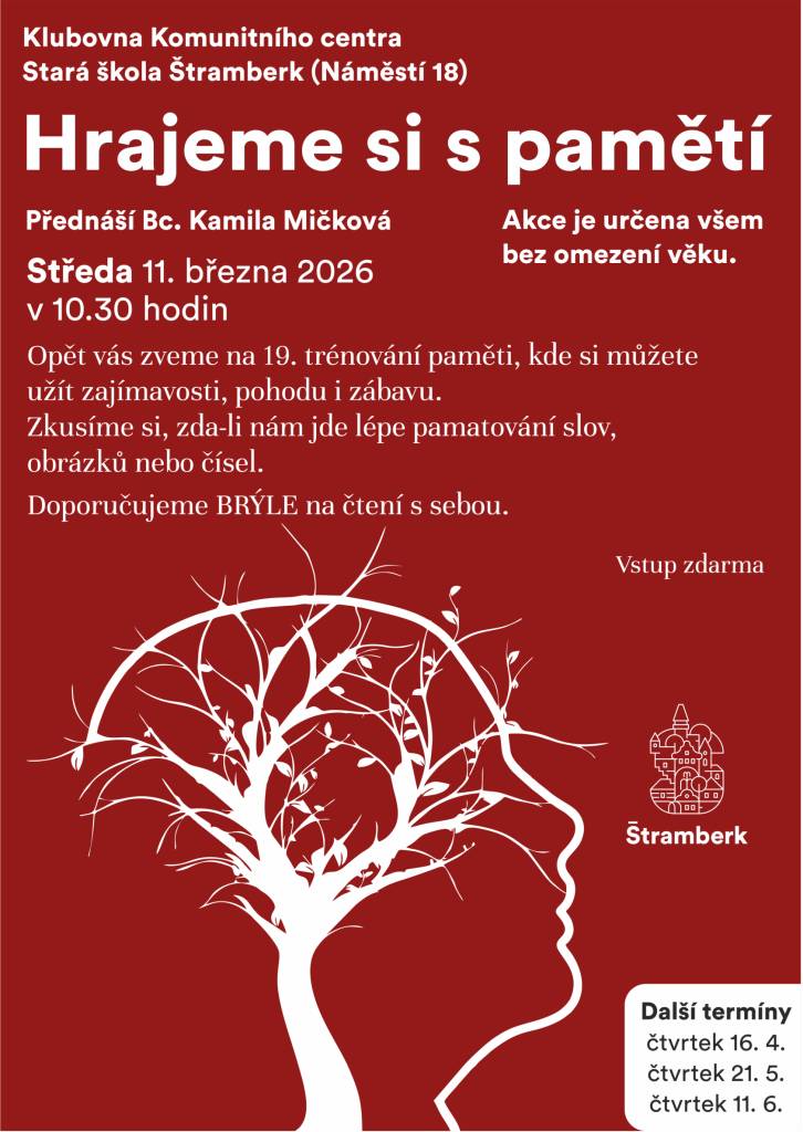 Přednáší Bc. Kamila Mičková.    Vstup zdarma    Doporučujeme brýle na čtení s sebou.  Akce je určena všem bez omezení věku.