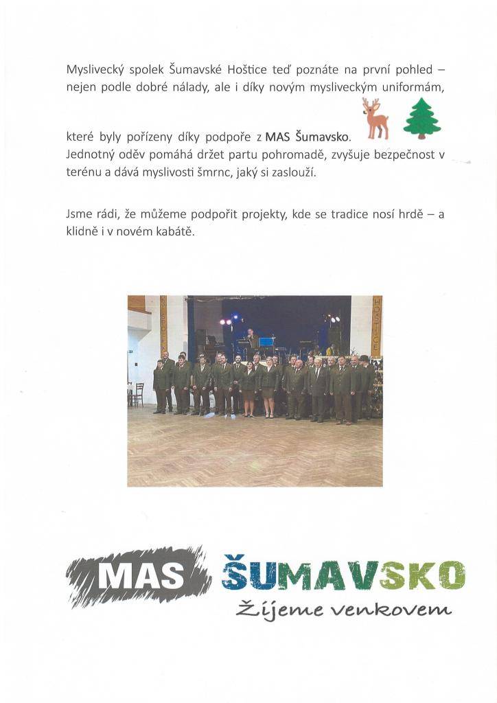 Myslivecké uniformy za podpory MAS Šumavsko