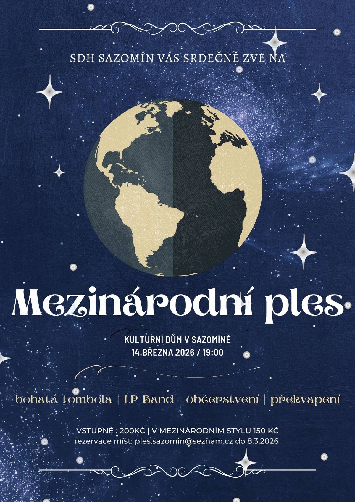 SDH Sazomín Vás srdečně zve na Mezinárodní ples 14.3.2026