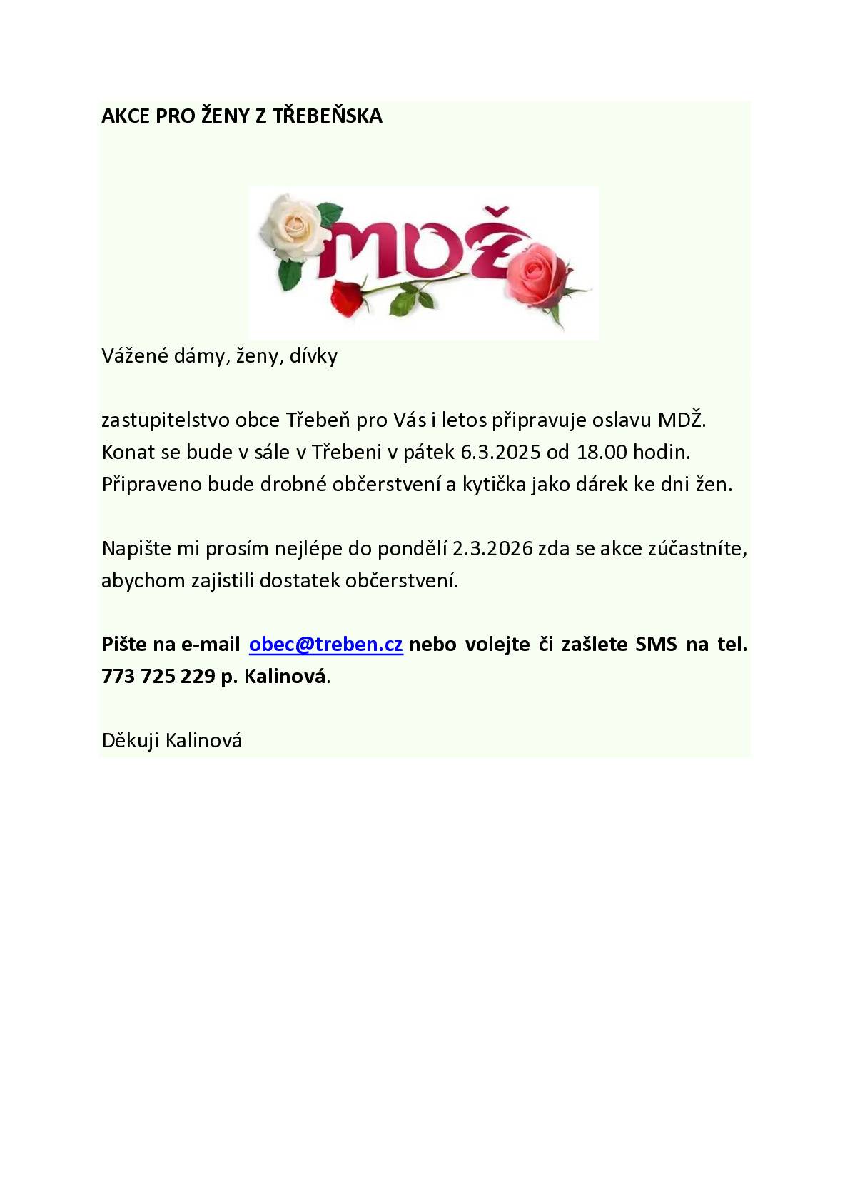 Kdy: 06.03.2026 od 18:00 hodin Kde: obecní sál v Třebeni