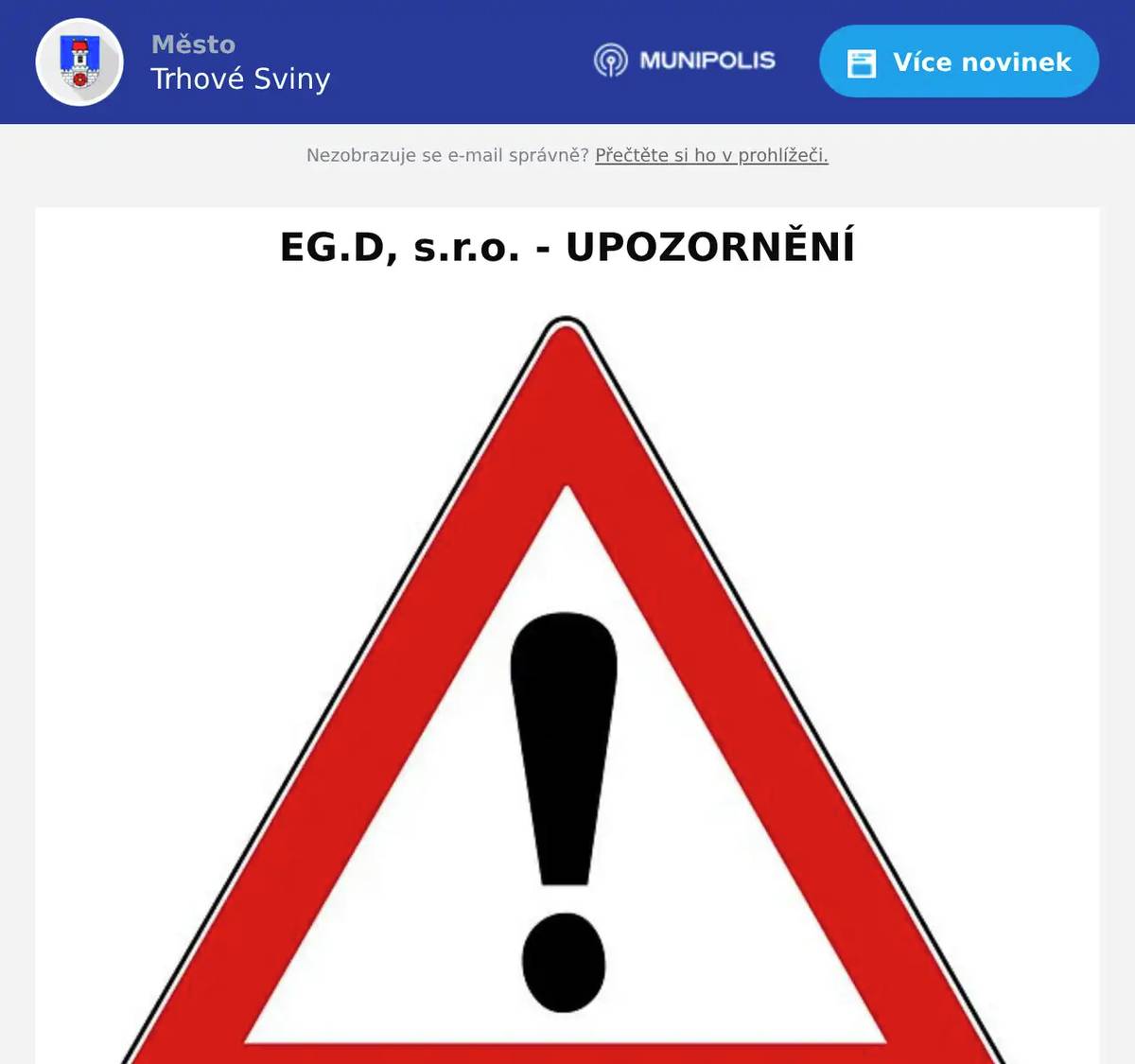 Vážení majitelé nemovitostí, obracíme se na Vás v souvislosti se zateplováním budov. Při zateplování fasád dochází často ke znepřístup-nění energetického zařízení, což znemožňuje jeho následný provoz, údržbu a případné opravy. V některých případech dochází také k porušení požárně bezpečnostních předpisů, a to zejména při použití hořlavých materiálů v blízkosti energetických zařízení. Žádáme proto všechny vlastníky objektů, kteří plánují uvedené práce, aby nás s dostatečným předstihem (minimálně 6 měsíců) kontaktovali prostřednictvím e-mailu info@egd.cz a zaslali fotografii dotčeného objektu včetně přesné adresy. Na základě této informace pracovník společnosti EG.D, s.r.o. posoudí stav na místě a stanoví potřebné úpravy energetického zařízení (např. výměnu a předsazení pojistkové skříně, výměnu svodového kabelu ze vzdušného vedení apod.). Tyto úpravy zajistíme prostřednictvím smluvního dodavatele na naše náklady. Tímto postupem lze předejít poškození nových fasád během pravidelné kontrolní činnosti, oprav nebo manipulací na energetickém zařízení. Upozorňujeme, že za případné následné škody na objektu způsobené znepřístupněním energetického zařízení nenese provozovatel distribuční soustavy odpovědnost. Děkujeme Vám za součinnost.S úctou EG.D, s.r.o.