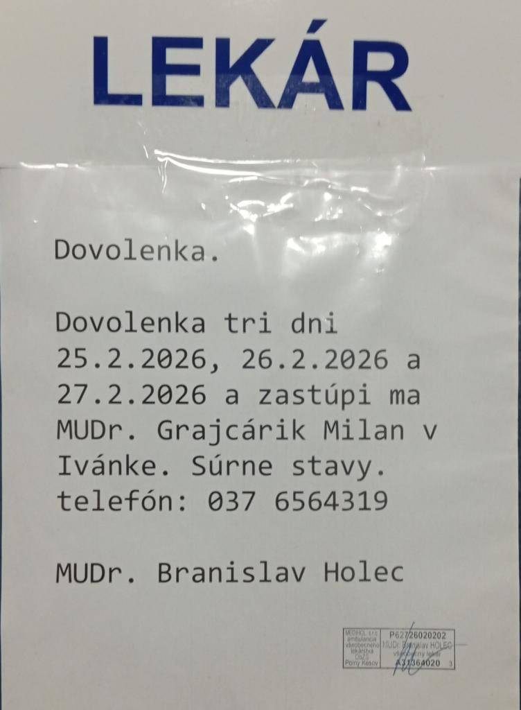 MUDr. Branislav Holec - dovolenka