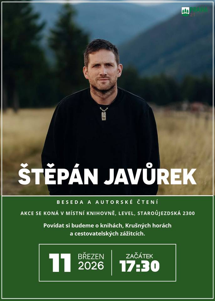 Srdečně zveme všechny čtenáře na besedu a autorské čtení s populárním spisovatelem Štěpánem Javůrkem, autorem trilogie Sudetský dům a knih Nebe nad Perninkem a Chaloupky, která se bude konat ve středu 11. března 2026, od 17.30 hodin v místní knihovně. Těšit se můžete na zajímavé povídání o autorově práci, dozvíte se, kde nachází inspiraci ke svým knihám a proč právě Krušné hory hrají v jeho tvorbě tak významnou roli. Přijďte poznat Štěpána Javůrka osobně. Součástí besedy bude i autogramiáda. Vstup volný. Vzhledem k omezené kapacitě knihovny prosíme o rezervaci místa předem. Těšíme se na vás.