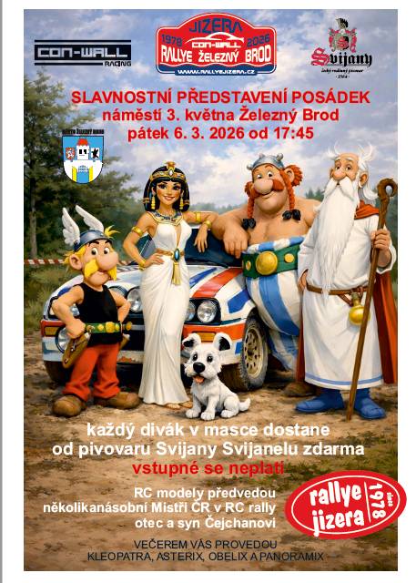 Slavnostní představení posádek proběhne  v pátek 6. března 2026 od 17.45 hod. na náměstí 3. května v Železném Brodě.