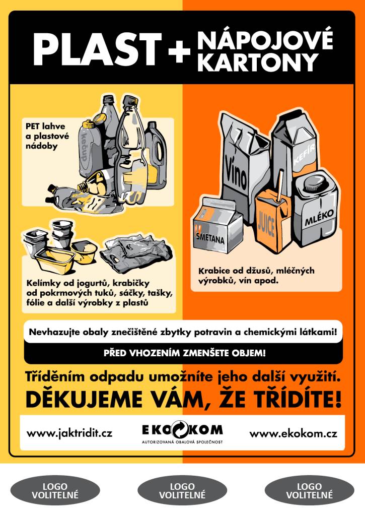 Nové třídění plastů, který umožňuje kombinovat plasty a nápojové kartony dohromady, můžete tetrapaky a další plastové obaly vhazovat do žlutých popelnic.