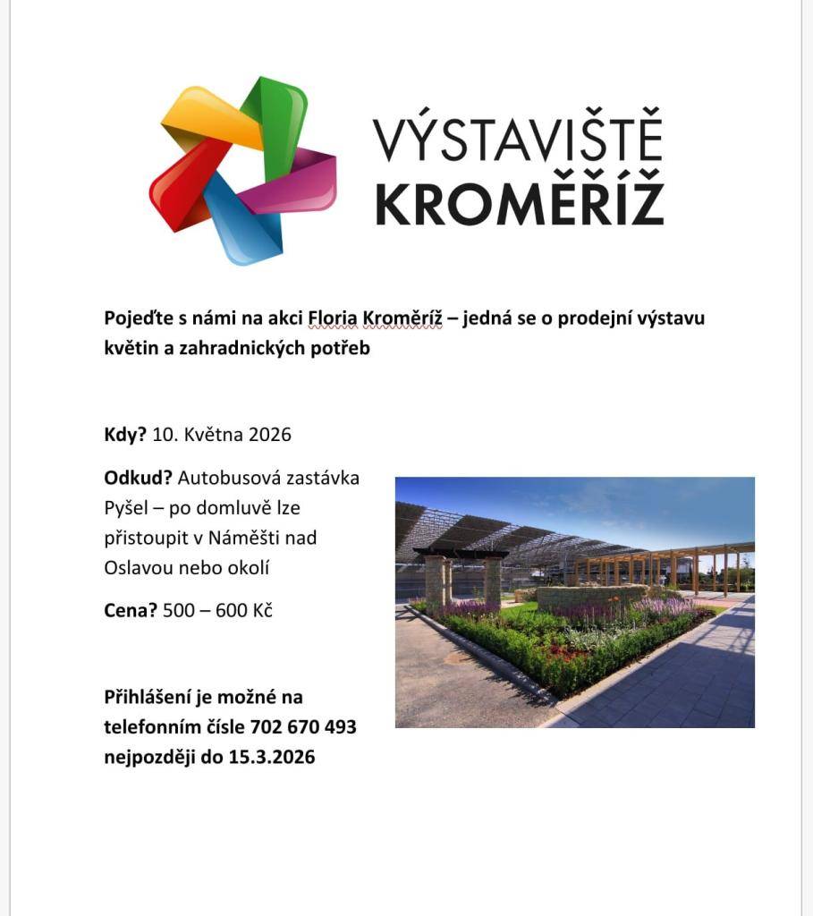 Zájezd za kytičkami z Pyšela.   Přihlášky na tel. 702670493