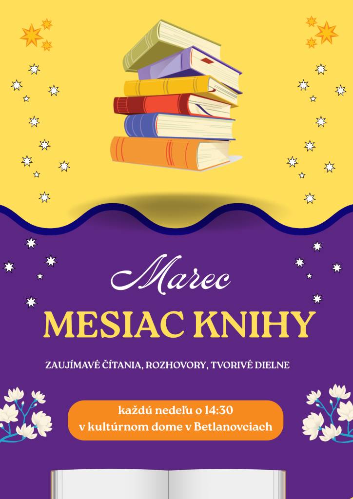 Marec - mesiac knihy v obecnej knižnici, začíname 1.3.2026 o 14:30 hod. po krížovej ceste.