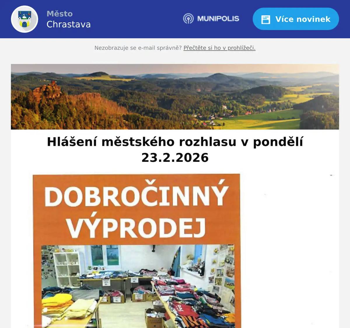 Second hand u Bételu pořádá dobročinný výprodej zimního a jarního oblečení, bot, nádobí, domácích potřeb, hraček a knih. Ceny zboží od  5 Kč. Výprodej se koná v multifunkčním sále Komunitního centra Bétel, Bezručova 503 od pondělí 23. února do pátku 27. února, vždy od 8:00 do 17:00 hod., v pátek pouze do 16:00 hod. Výtěžekk z prodeje podpoří neziskové aktivity komunitního centra Bétel.
