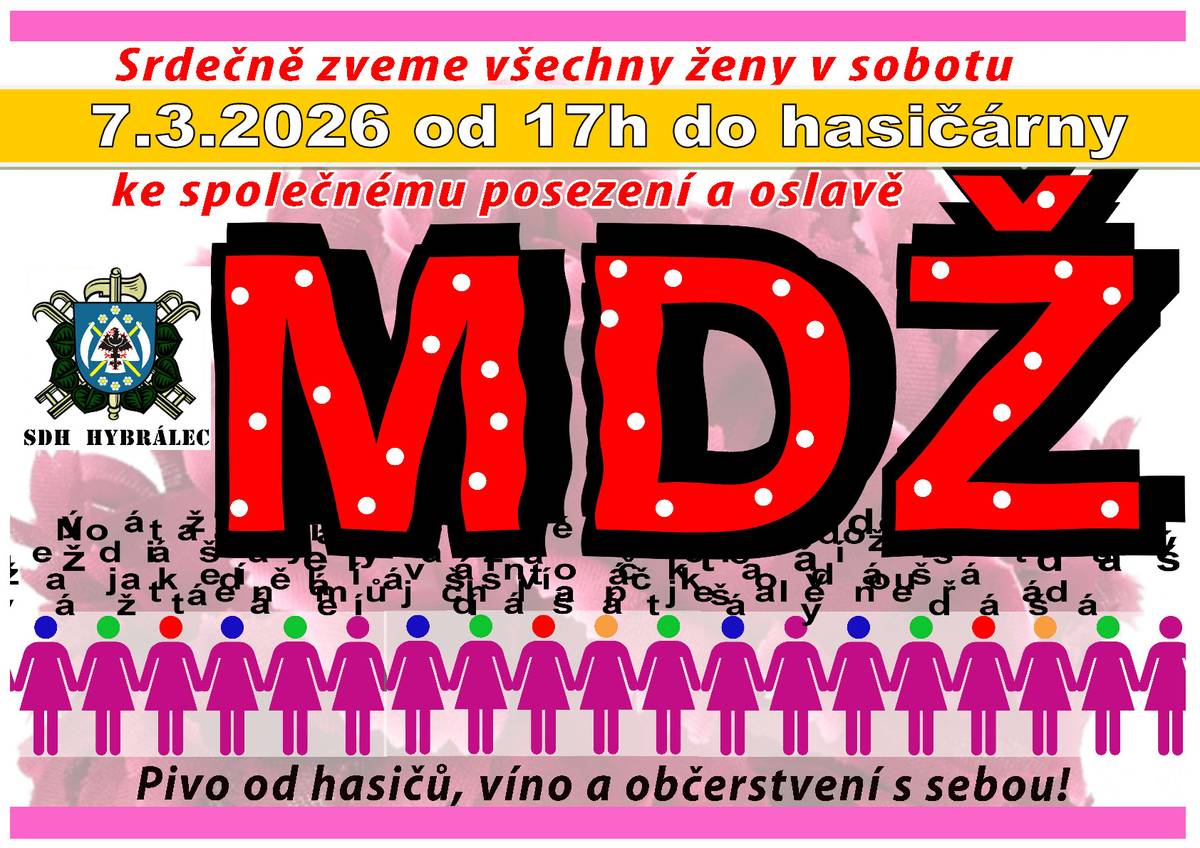 Dobrý den. Zveme Vás na oslavu MDŽ dne 7.3.2026 od 17.00 hod.