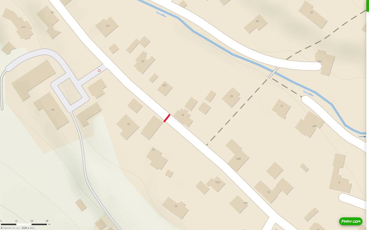 Informujeme tímto o uzavírce silnice v místě u čp. 19. Ve středu 25.02.2026 zde budou probíhat výkopové práce od 7:00 hodin do odpoledních hodin. Silnice bude v tomto místě zcela neprůjezdná, úsek bude označen zákazovými značkami, jedná se o cestu o fary směrem na Horní Brannou. Místo výkopu označeno na mapce. Děkujeme za pochopení, OÚ Dolní Branná