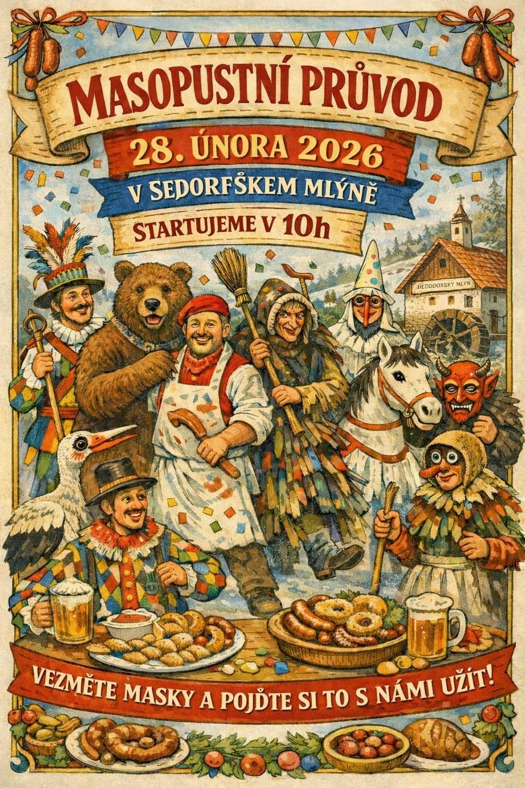 Masopust 28.2.2026 od 10:00 hodin. Pořádá SDH Okrouhlička.