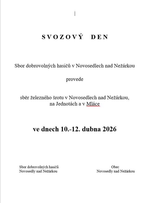 sběr železného šrotu v Novosedlech nad Nežárkou, na Jednotách a v Mláce