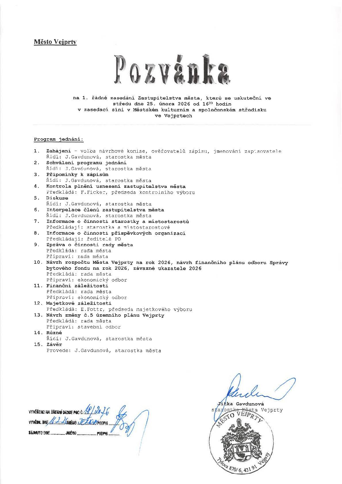 Připomínáme dnešní jednání zastupitelstva, na kterém se bude projednávat především hlavní bod programu – návrh rozpočtu města na rok 2026. ❗