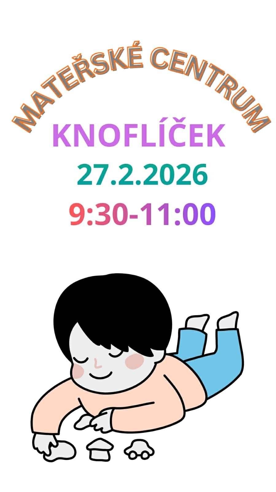 🎨 Tvořivé dopoledne v Knoflíčku Přijďte v pátek 27. 2. od 9:30 do 11:00 do MC Knoflíček. Budeme tvořit z modelíny a stavět z kinetického písku. Přijďte si s dětmi pohrát a nechat je rozvíjet jejich fantazii. Těšíme se na vás! ☺️