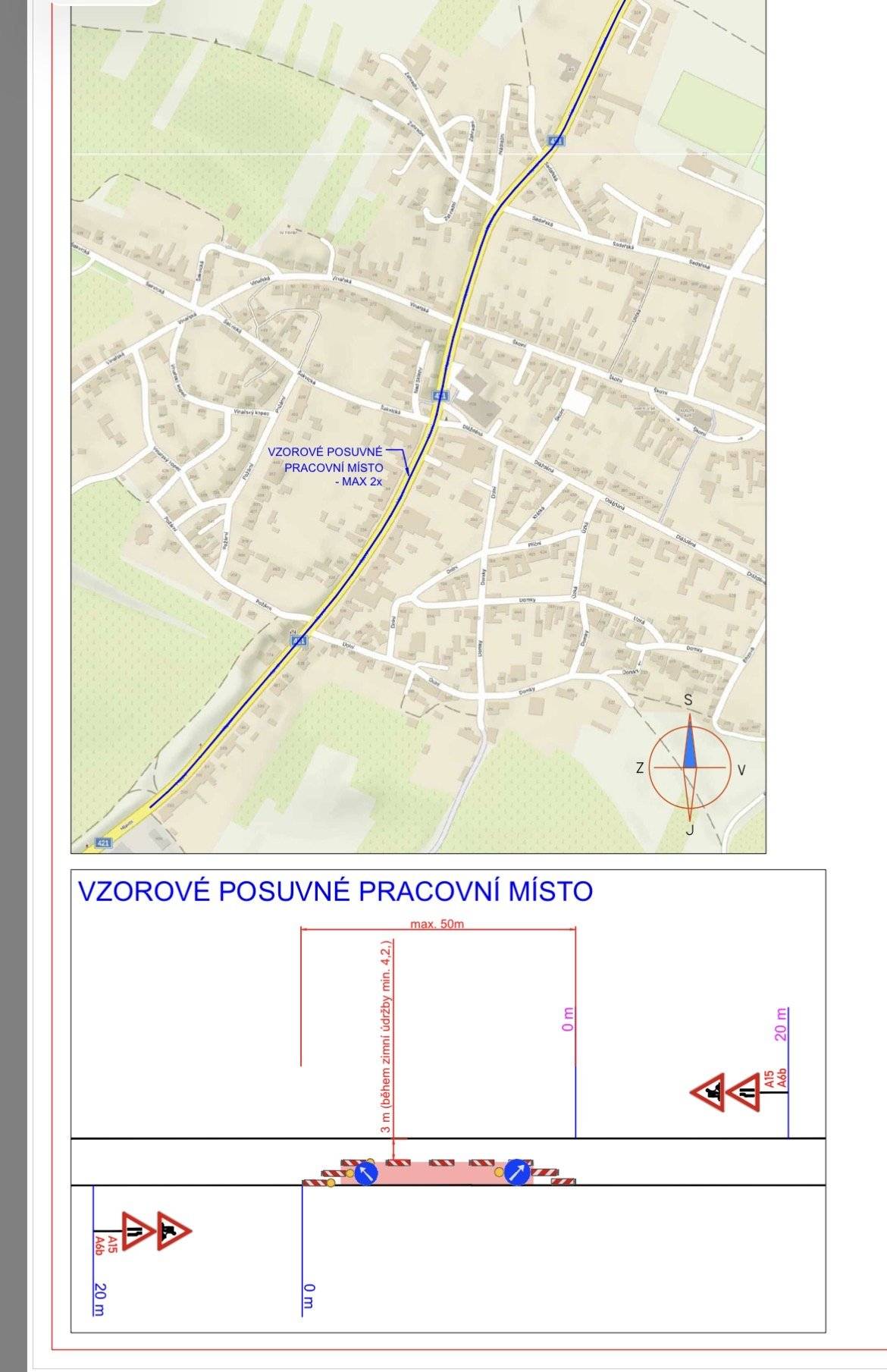 Stavba se rozjíždí ve své jarní části! Brzy se bude chodit po novém! Chodce žádáme o obezřetnost, stejně tak řidiče. Šoférů se týkají své věci - jednak možnost instalace posuvného pracovního místa a tedy omezení v jednom pruhu a jistě i možnost vstupu chodců do vozovky. Opatrně!