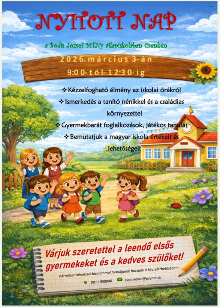 Deň otvorených dverí - Základná škola s Materskou školou Józsefa Bódisa s vyučovacím jazykom maďarským - Bódis József Alapiskola