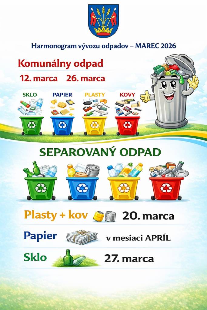 Harmonogram vývozu odpadov MAREC 2026