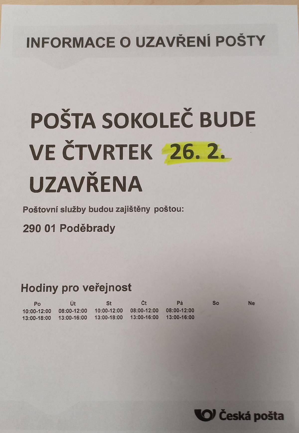 ve čtvrtek 26. 2. 2026