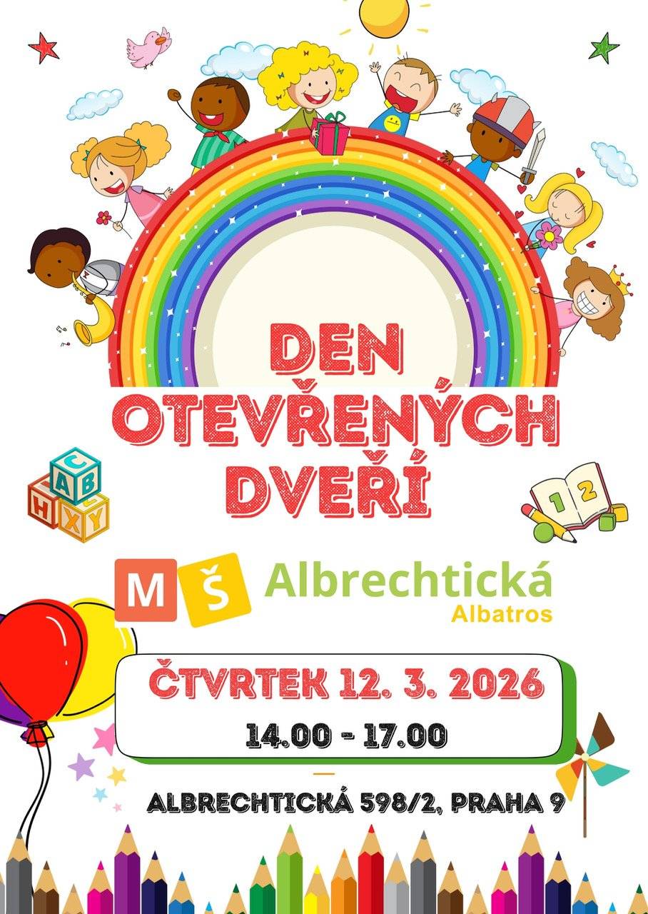 KDY: 12. března 2026 V KOLIK: od 14.00 do 17.00 hodin KDERO: Albrechtická 598/2, Praha 9 Zájemci zde získají veškeré potřebné informace k zápisu i k provozu obou pracovišť.