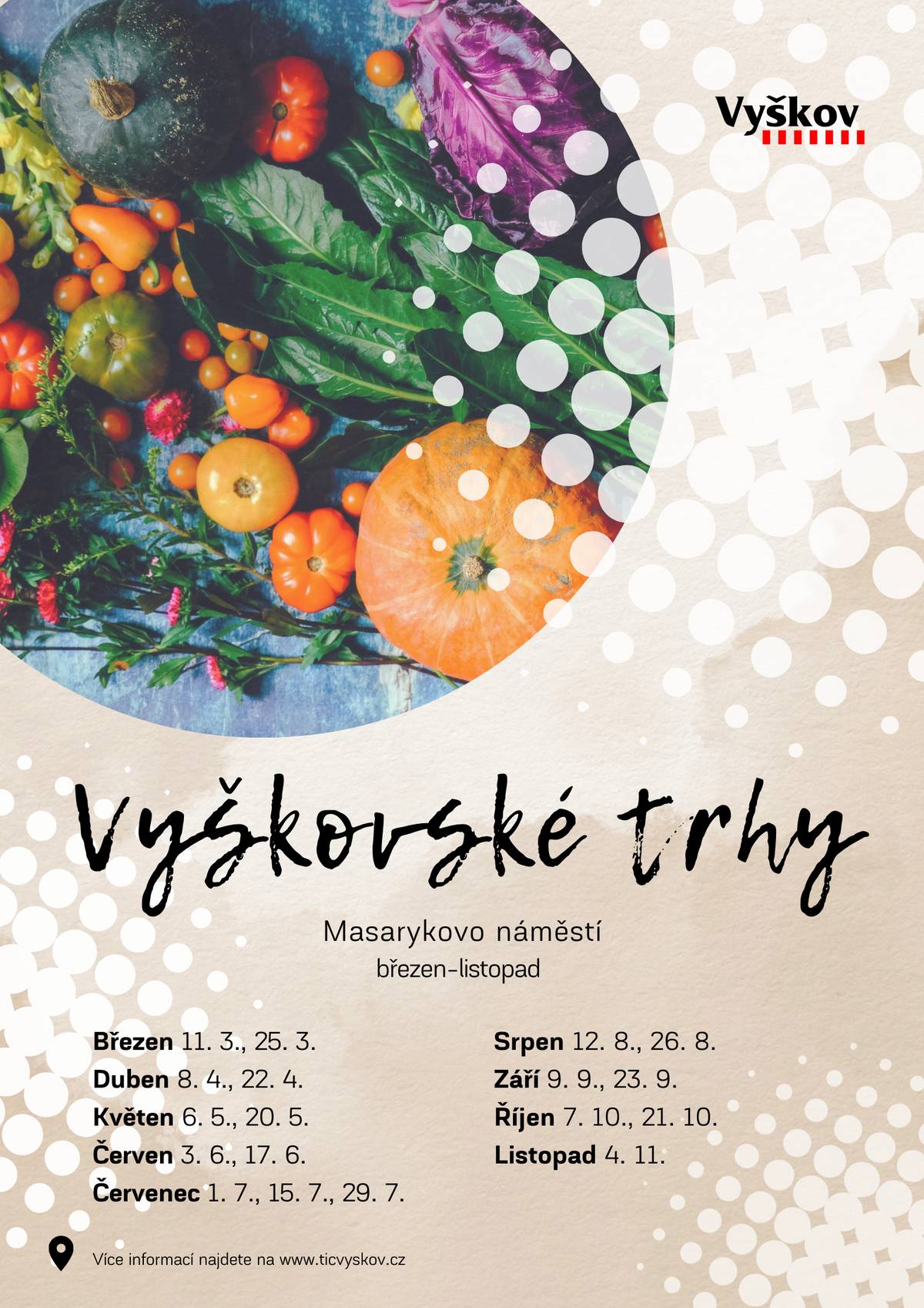 Sazenice, čerstvá zelenina a ovoce, oříšky, uzeniny, mléčné výrobky 🌱🍏🧀 Už ve středu 11. března se po zimní pauze vrátí Vyškovské trhy. Zaznačte si termíny ✅