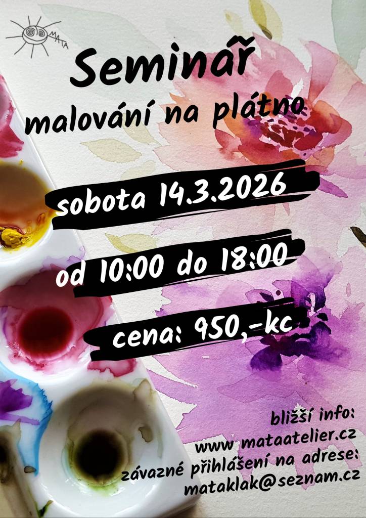 Máte chuť na den plný barev, inspirace a tvořivé pohody? Přijďte si vyzkoušet malování na plátno pod vedením zkušené lektorky a odnést si domů vlastní originální obraz.