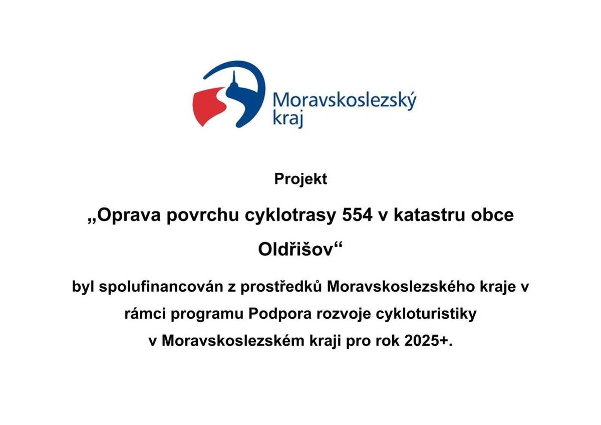 Spolufinancováno z prostředků Moravskoslezkého kraje v rámci programu Podpora rozvoje cykloturistiky.
