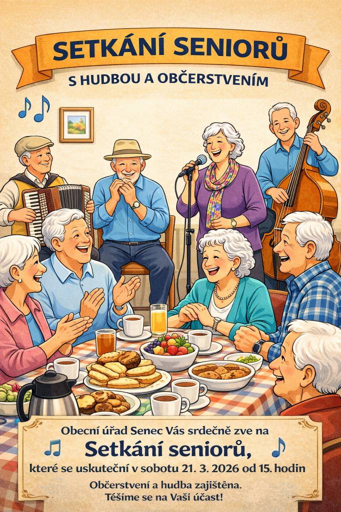 Po roce se opět uskuteční posezení s hudbou pro naše seniory, podrobnosti v letáku. Všichni jsou srdečně zváni