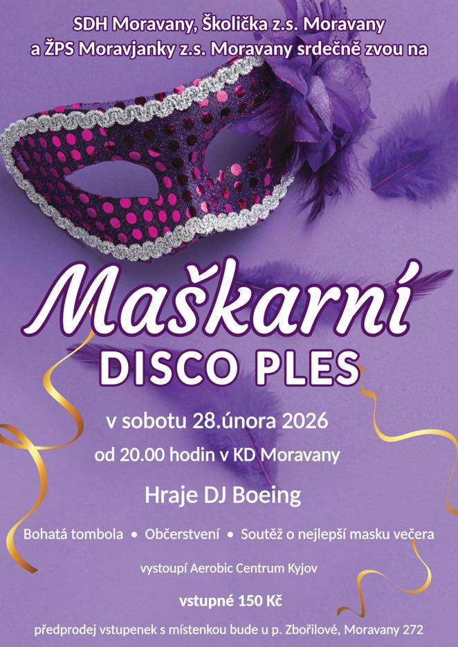 Pozvánka na maškarní ples do Morava
