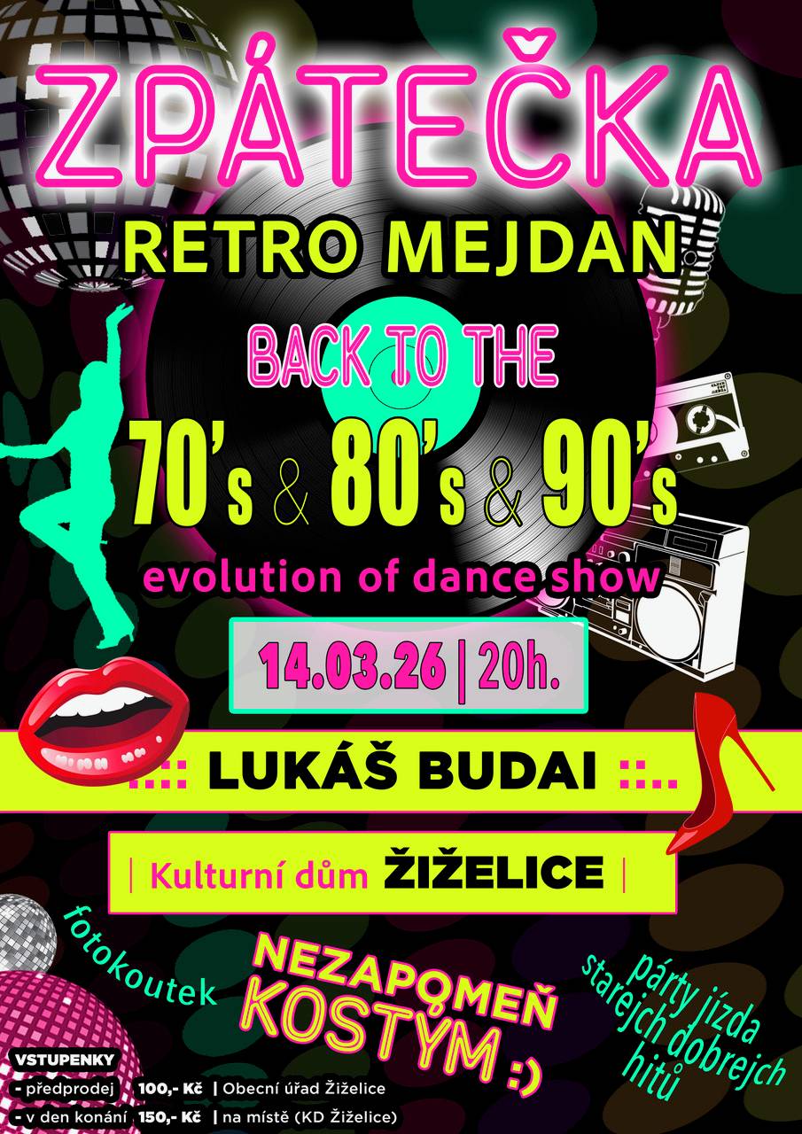 Obec Žiželice zve na taneční zábavu.  Předprodej vstupenek (100 Kč) zahajujeme v pondělí 02.03.2026 na Obecním úřadě Žiželice. V den konání vstupné na místě 150 Kč.