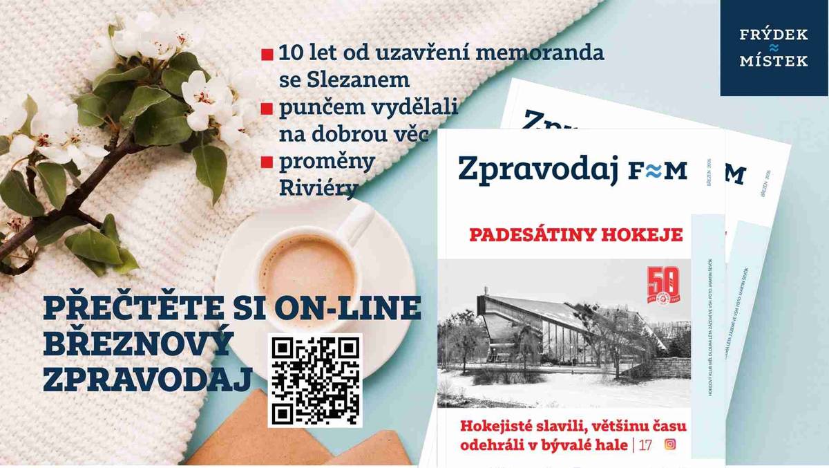 V novém čísle vás čeká dvoustrana přeměn areálů po bývalé výrobě textilky Slezan - uběhlo 10 let od uzavření memoranda.   Pokračujeme v seriálu "Proměny v ulicích" - tentokrát jsme se zaměřili na Riviéru a okolí.  Dále si přečtete o jubilejních oslavách hokeje v našem městě nebo o připravovaném Dni s IZS.  Další zajímavosti z našeho města čtěte také pohodlně v telefonu on-line listovací verzi: Chytrý zpravodaj - Frýdek-Místek 03/2026