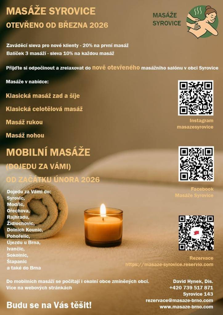 Masáže v Syrovicích