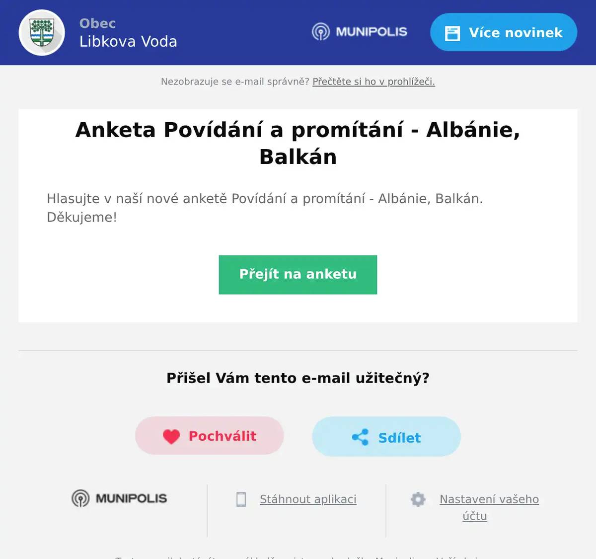 Hlasujte v naší nové anketě Povídání a promítání - Albánie, Balkán. Děkujeme!
