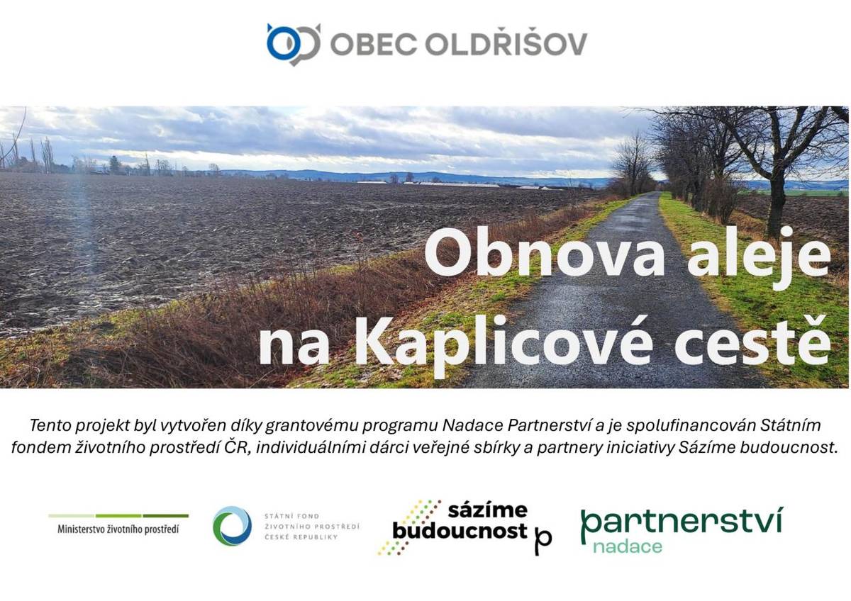 Projekt vytvořen díky grantovému programu Nadace Partnerství  a je spolufinancován Státním fondem životního prostředí ČR,  individuálními dárci veřejné sbírky a partnery iniciativy Sázíme budoucnost