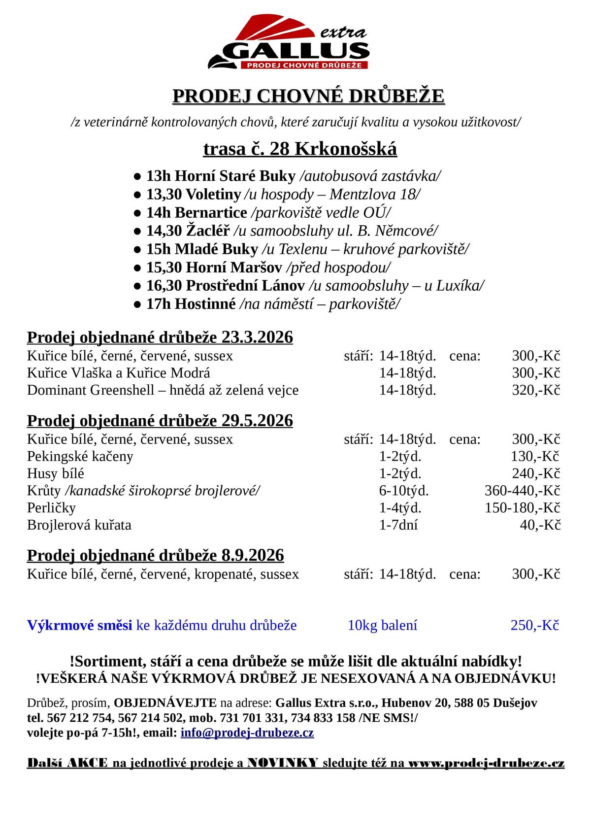 Prodej chovné drůbeže