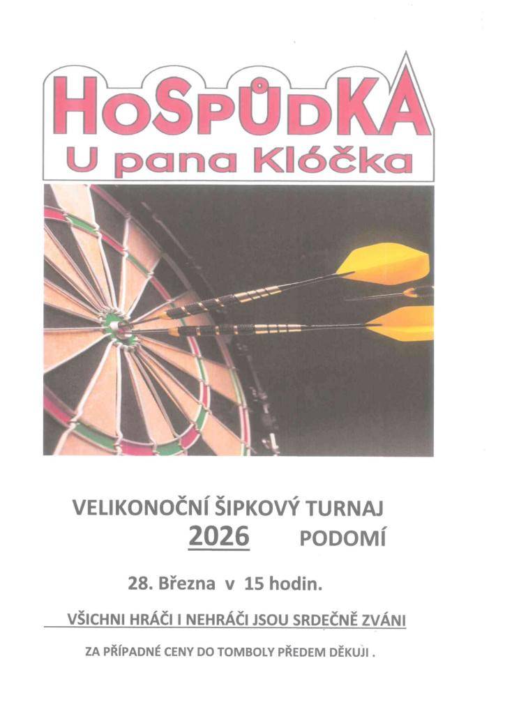 28.března 2026 od 15:00 hodin v Hospůdce u pana Klóčka