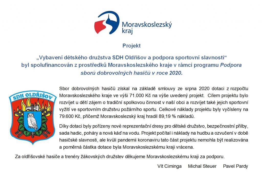 SDH - vybavení dětského družstva Oldřišov
