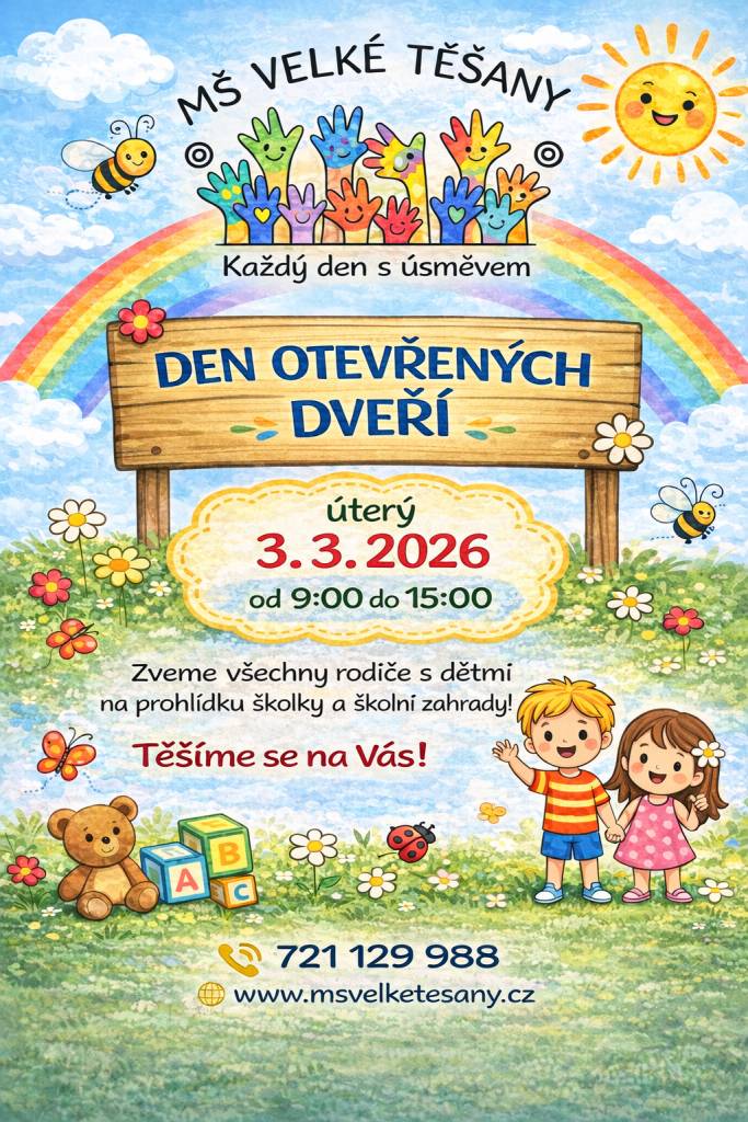 Srdečně všechny zveme na den otevřených dveří. Těší se na Vás celý kolektiv MŠ.