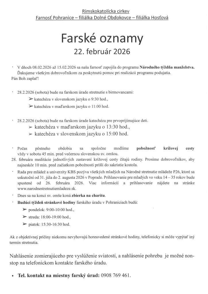 Poriadok svätých omší  - Szentmisék rendje