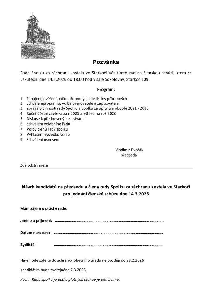 14. března 2026, od 18:00 hod v sále Sokolovny.