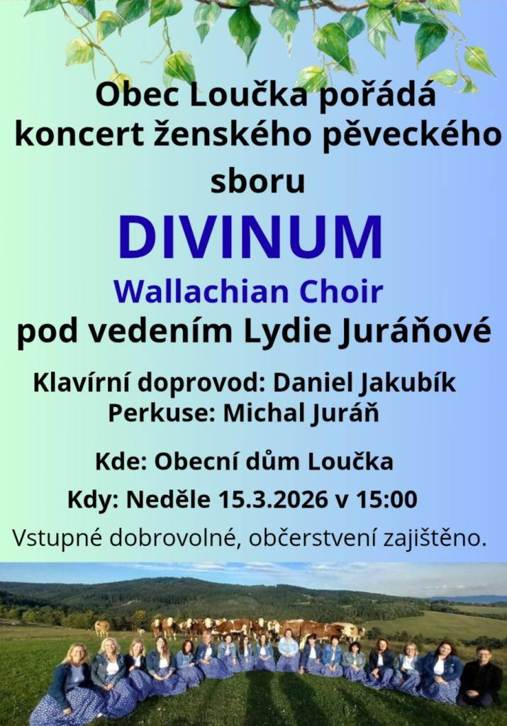 Srdečně zveme všechny 15.3.2026 do Loučky na koncert ženského pěveckého sboru DIVINUM