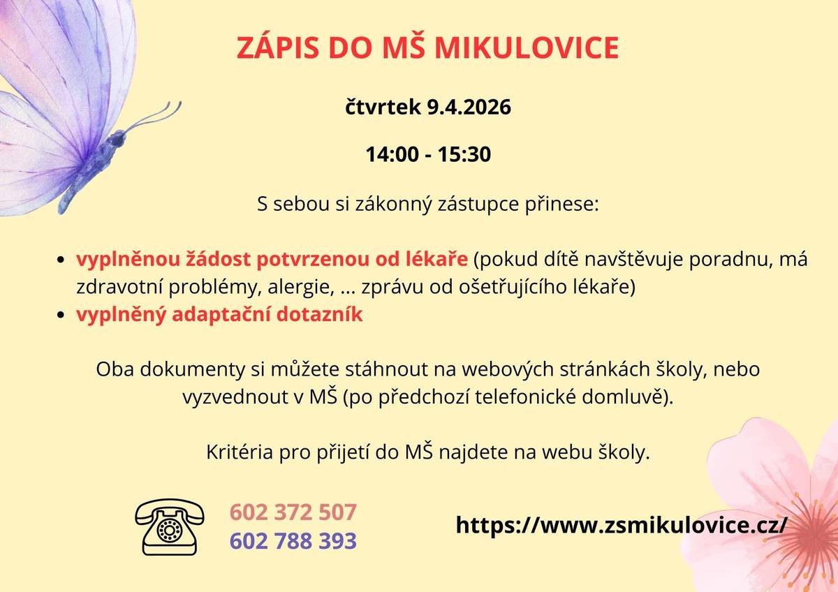 Potřebné informace najdete na letáku.