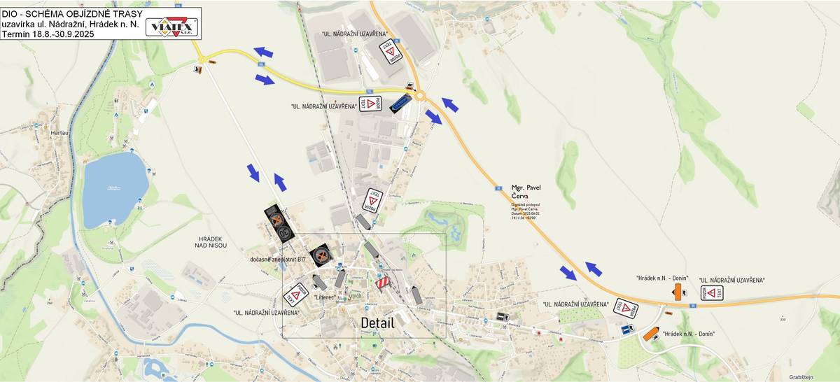 Vážení Hrádečáci, oznamujeme Vám, že od 1. března až do 30. dubna bude pro automobily uzavřená Nádražní ulice. Objízdná trasa bude značená, viz níže.