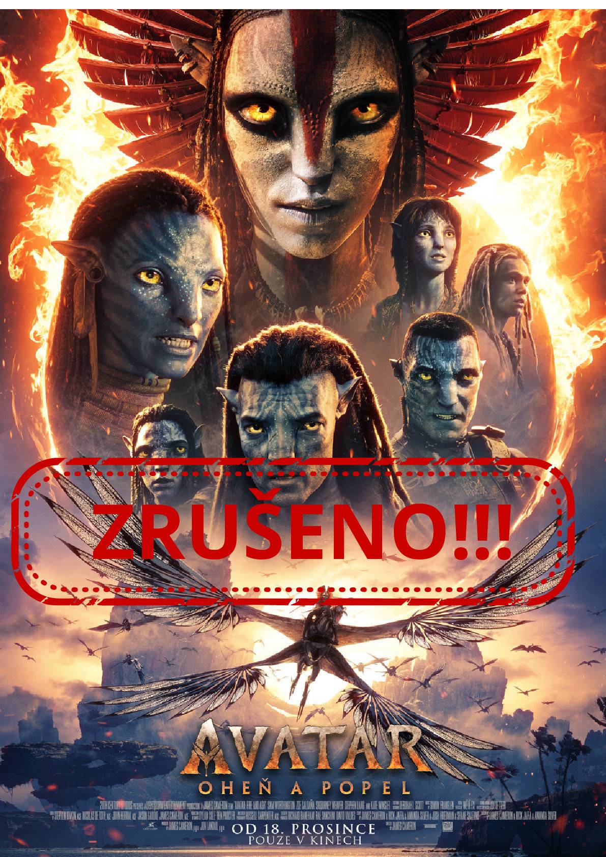 Vážení diváci, z technických důvodů jsme nuceni zrušit dnešní promítání filmu AVATAR: OHEŇ A POPEL, které mělo proběhnout od 17:30 v sále kina v Jablonném nad Orlicí. Velmi se omlouváme za vzniklé komplikace a děkujeme za pochopení.