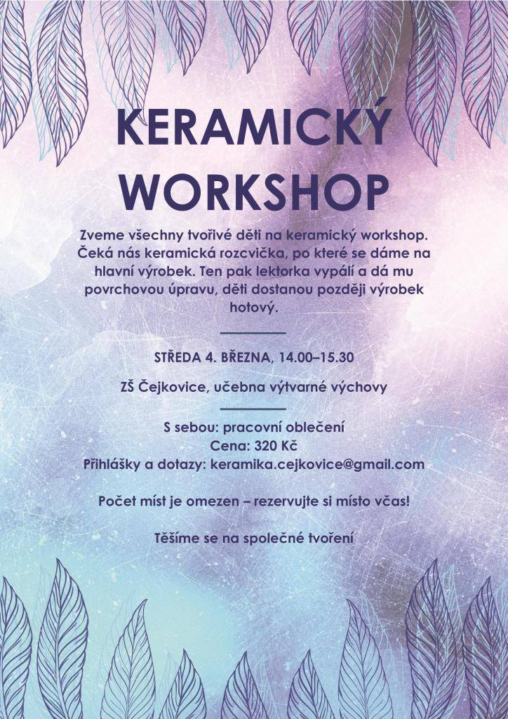 Kdy: pro děti 4.3.2026 14:00 - 15:30, pro rodiče s dětmi od 15:45 - 17:15  Kde: ZŠ TGM Čejkovice