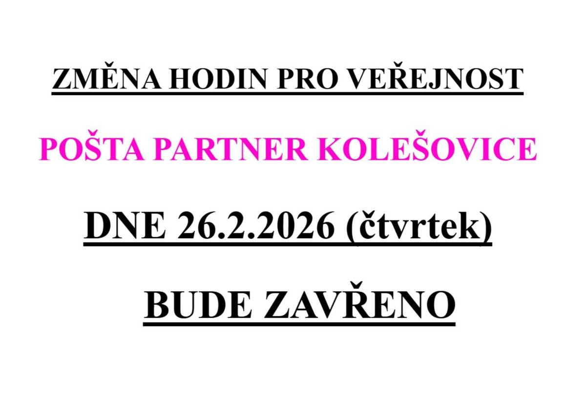 Změna provozní doby Pošty partner