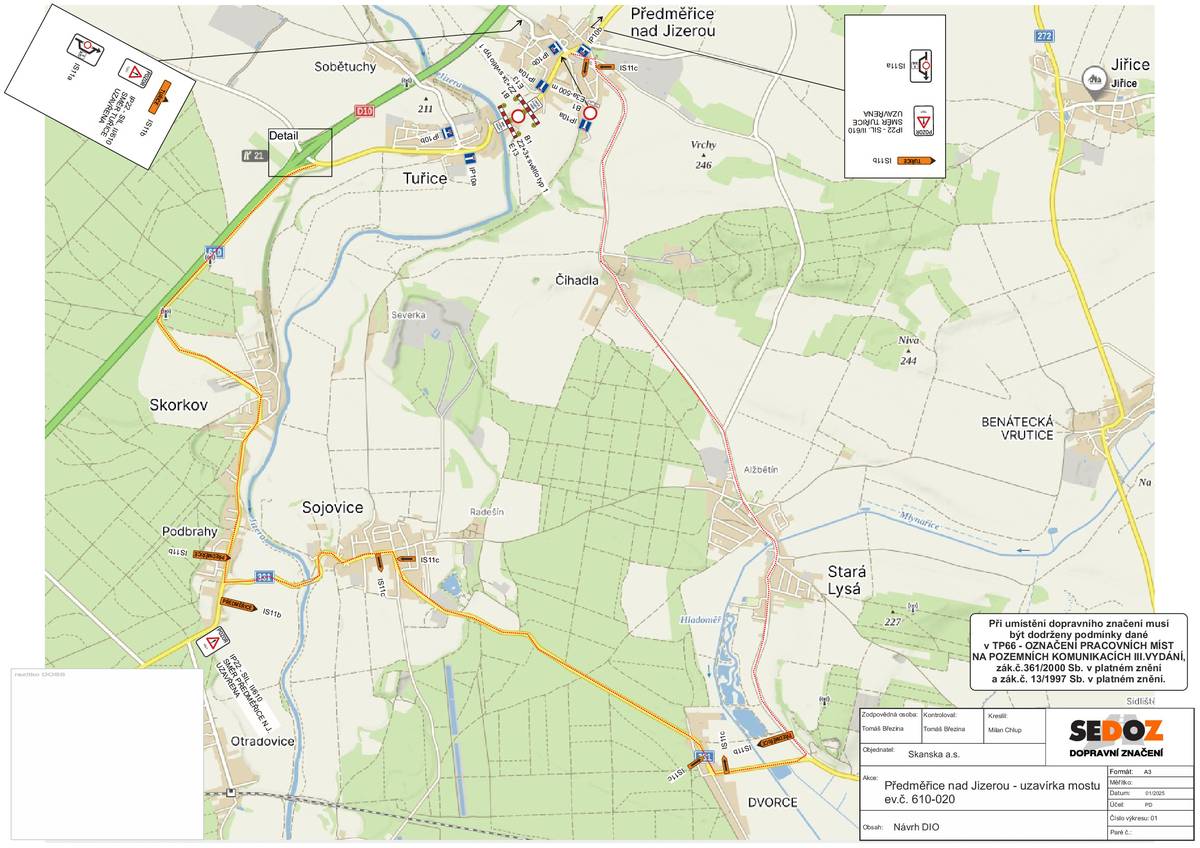 Vážení spoluobčané, upozorňujeme, že v průběhu stavby mostu ev.č. 610-020 mezi Tuřicemi a Předměřicemi n.J. došlo k prodloužení termínu stavby od 16. 06. 2026 do 30. 09. 2026.