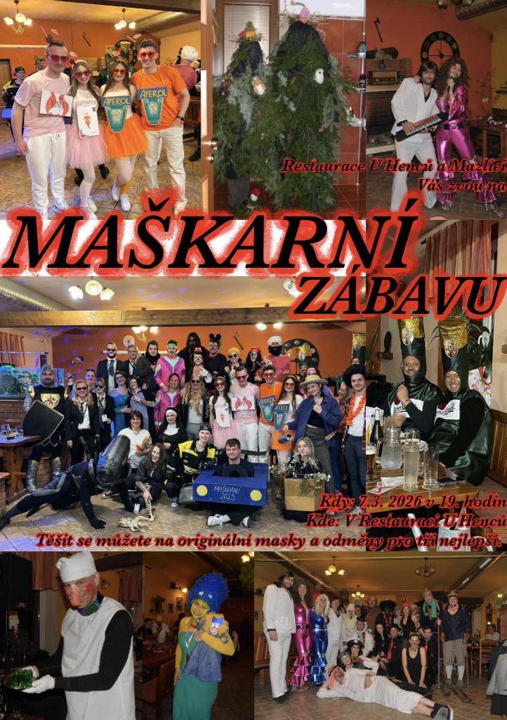 Přijďte se pobavit na oblíbenou jarní maškarní zábavu do restaurace U Henců.