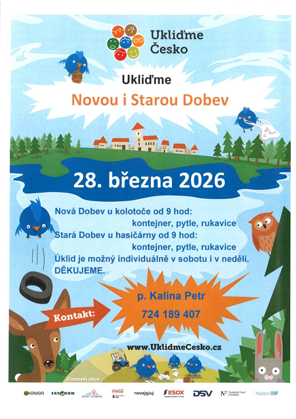 Ukliďme Česko - Nová i Stará Dobev, sobota 28. 3. 2026 a neděle 29. 3. 2026.