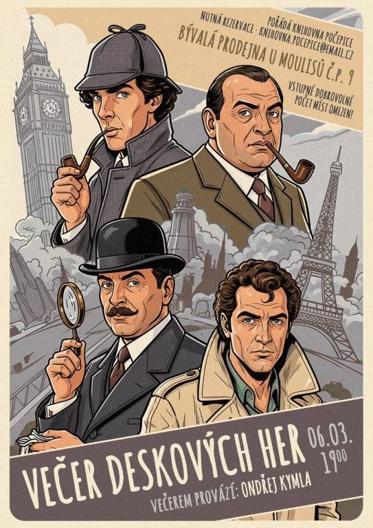 V roce 2026 začínáme další z večerů deskových her, tentokráte opět s Ondřejem Kymlou. Večer ve stylu Ticket to ride proběhne 6. března 2026 od 19 hodin v budově čp 9 v Počepicích (bývalý obchod U Moulisů u kostela).   Rezervace nutná.